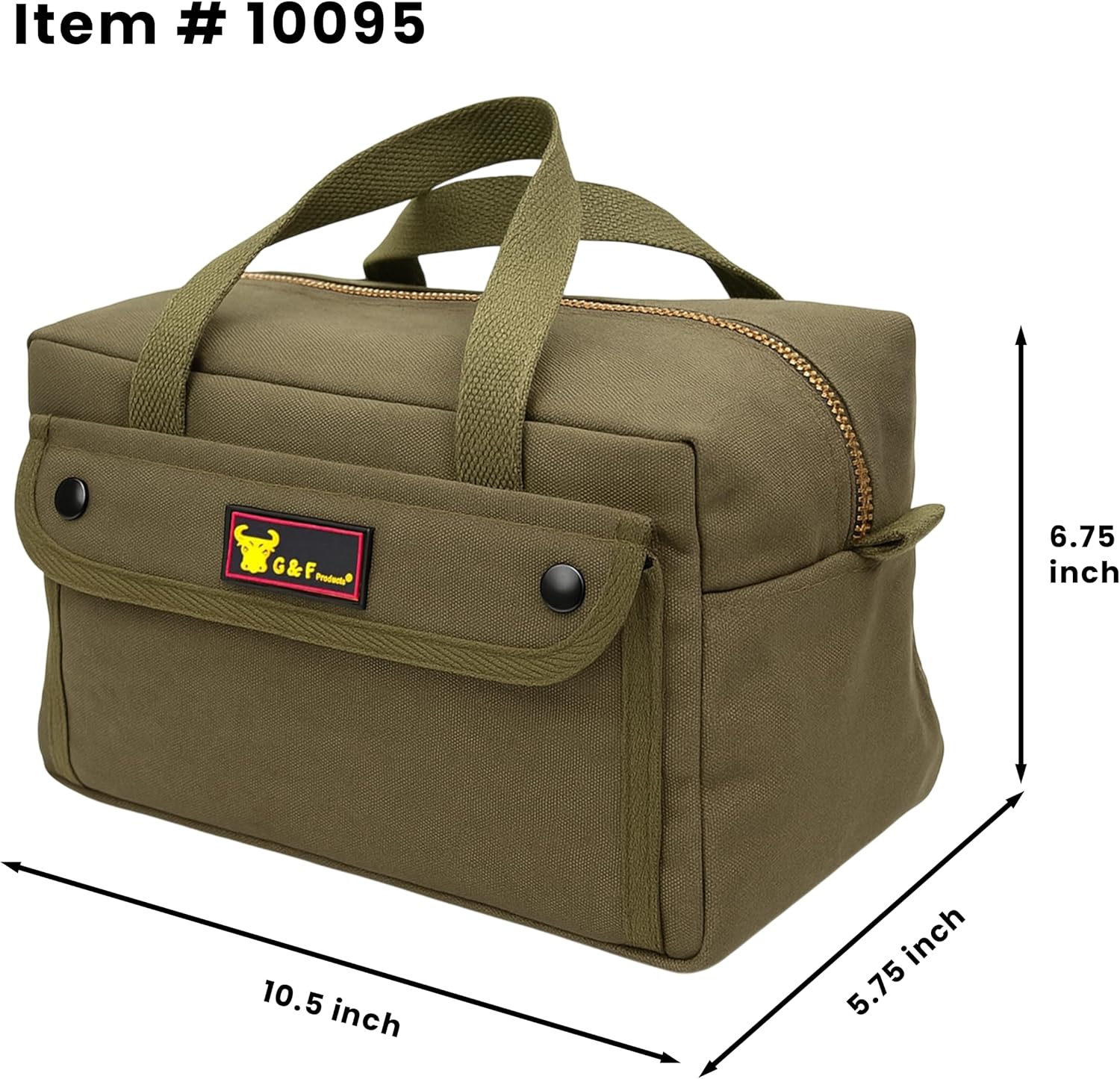 Waxed Canvas All Purpose Military Style Duffle Bag, Water-Resistant, Adjustable Strap, Fully Lined, Double Zipper Closure, heavy Duty, Olive Green - Image 3