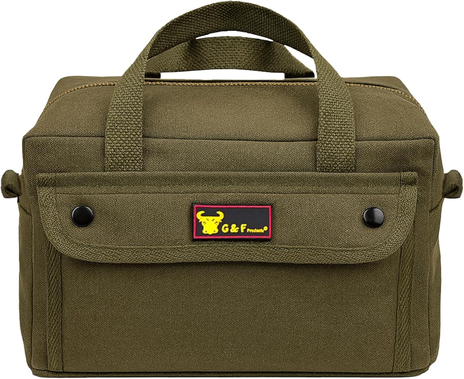 Waxed Canvas All Purpose Military Style Duffle Bag, Water-Resistant, Adjustable Strap, Fully Lined, Double Zipper Closure, heavy Duty, Olive Green - Image 4