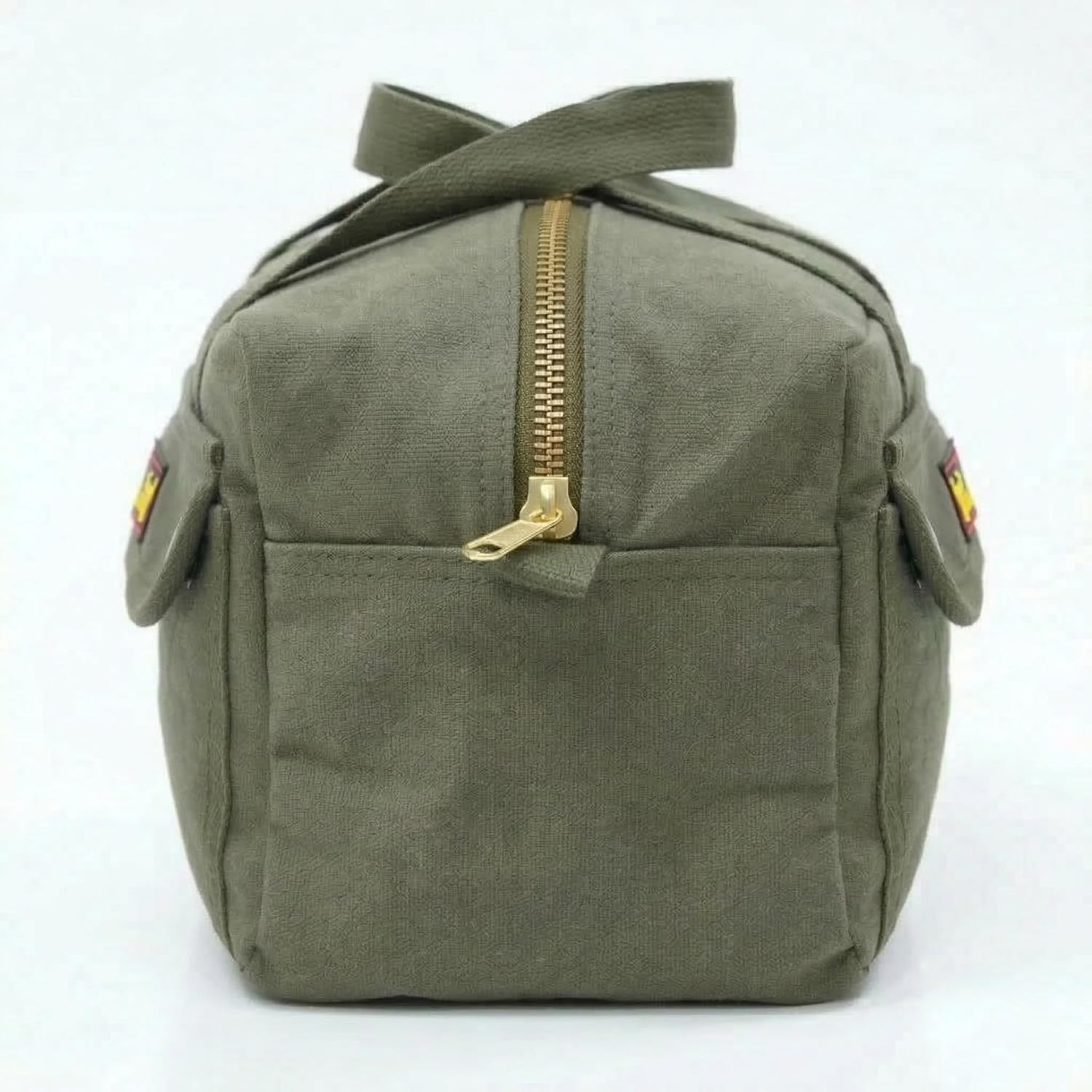 Waxed Canvas All Purpose Military Style Duffle Bag, Water-Resistant, Adjustable Strap, Fully Lined, Double Zipper Closure, heavy Duty, Olive Green - Image 9